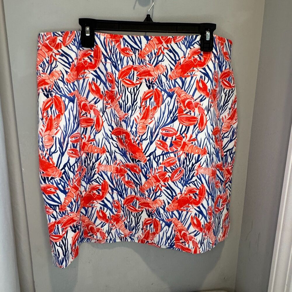 Talbots Women's Size 16 Lobster Print Cotton Canvas Skirt – Summer A-Line
